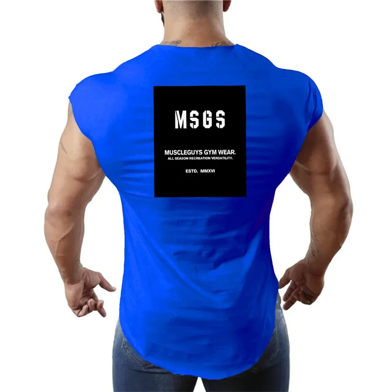 Летний мужской пляжный жилет для бега спортивный хлопковый занятий фитнесом без