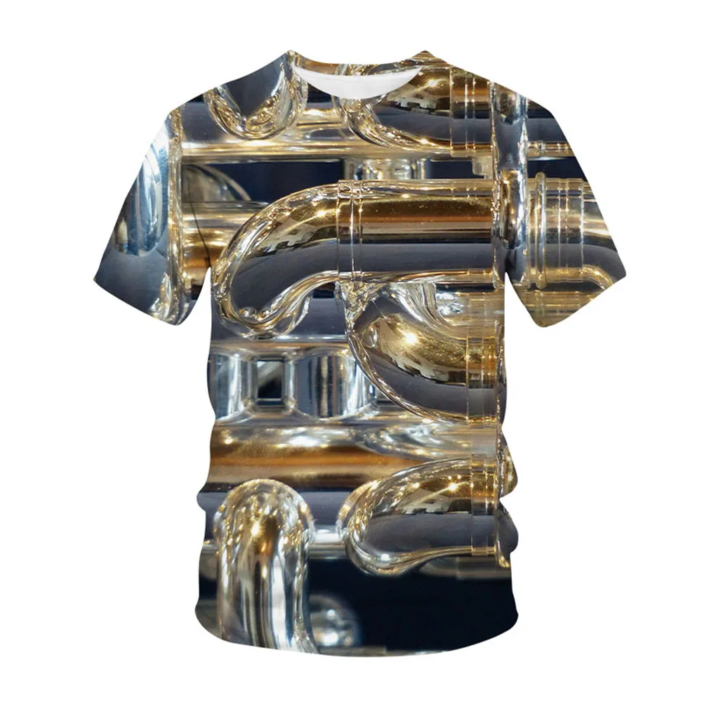 

Fashion 3D Print Trumpet Brass Men's T-shirt Classic Music Instruments T shirt Summer Casual Shirt Unisex Hip Hop Tee Streetwear