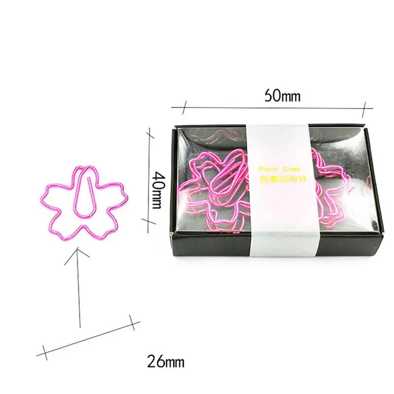 12pcs Pink Cherry Blossom Paper Clip Creative File Clamps Adorable Holder (Pink Box Packing) | Канцтовары для офиса и дома