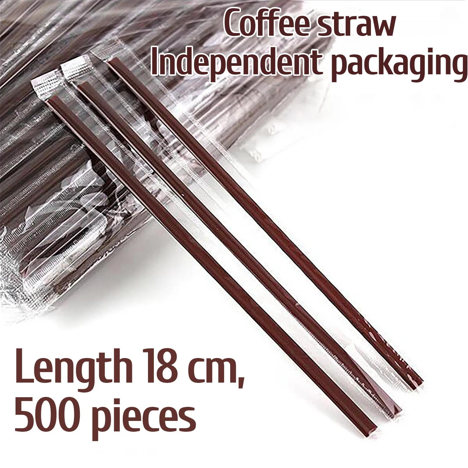 

500pcs Disposable Straws Independent Packaging Coffee Plastic Double Hole Straw Coffee Straw