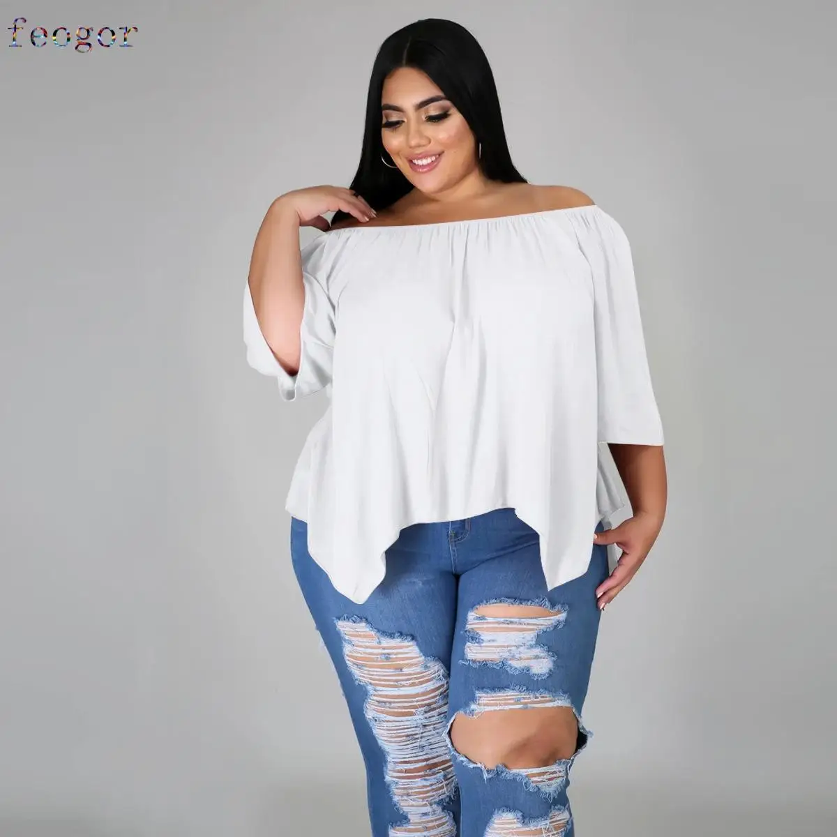 

Women's Clothing 2021 Summer Autumn Cotton Half Sleeve Elastic Band T-shirt Female Women Soild Color Irregular Tops Urban Casual