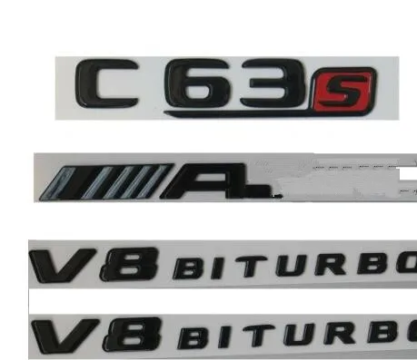 Gloss Black Черный глянец C63s Для AMG V8 BITURBO багажник значки-эмблемы для Mercedes W205 - Цвет: Gloss Black