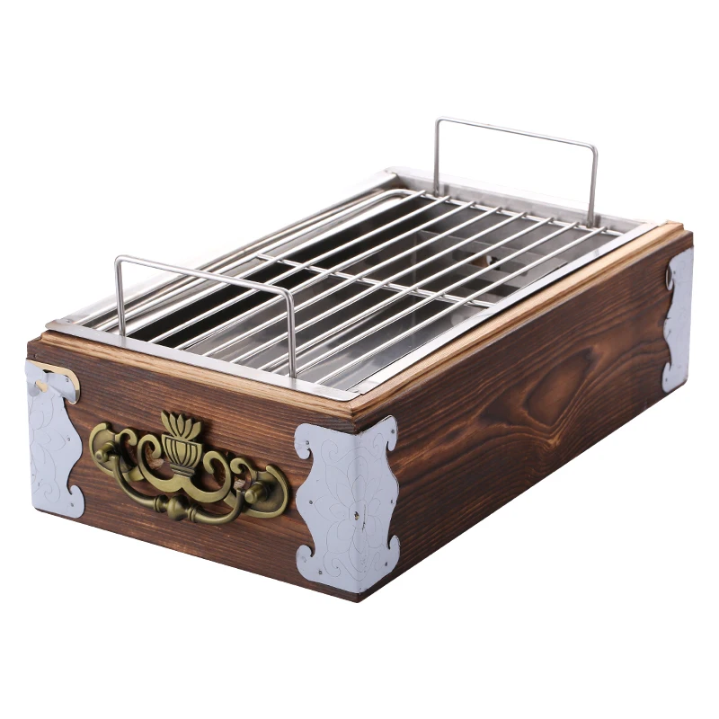 

Wooden Box Bamboo Box Heating Furnace Smokeless Charcoal Skewers Insulated Barbecue Oven Restaurant Skewers Charcoal Stove