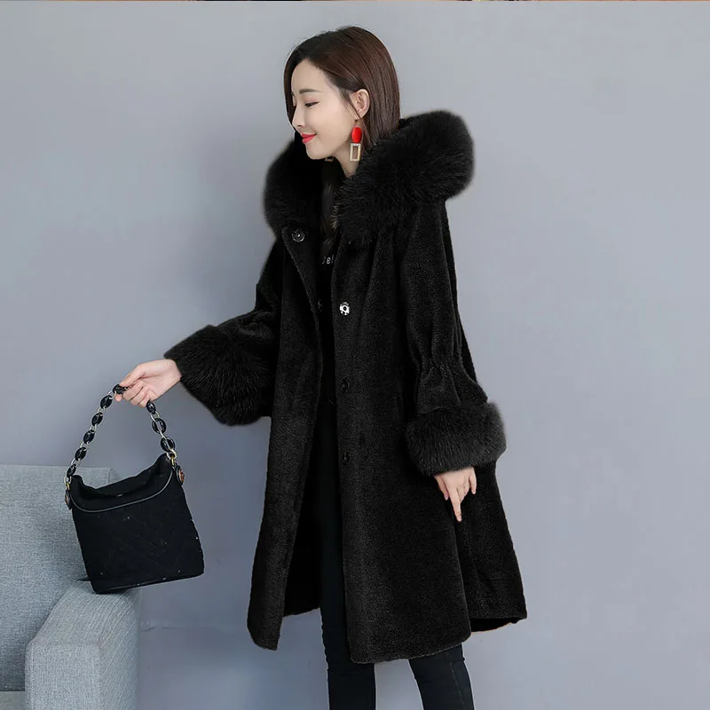 WYWAN новые зимние ботинки из овечьей кожи пальто для женщин средней длины меха