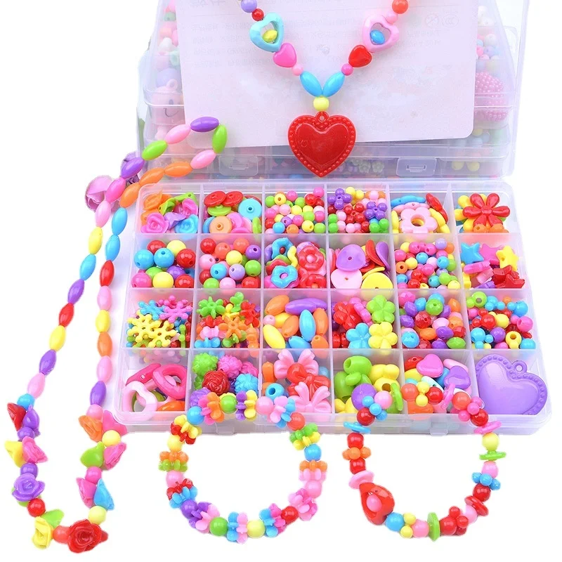 

New Creative Children's Beaded Toy Set Girl Diy Handmade Puzzle Wear Bead Coordination Necklace, Birthday Christmas Gift