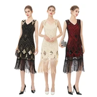 ladies vintage sequins dress party dresses evening gatsby flapper fringed 1920s
