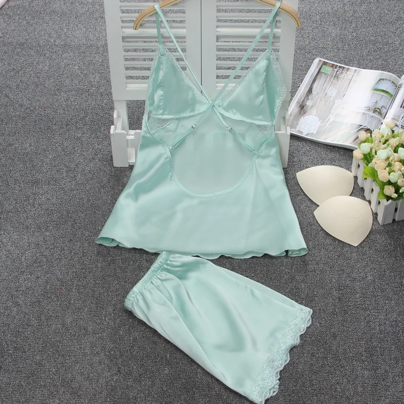 Пикантный женский пижамный комплект на бретельках топ и штаны одежда для сна