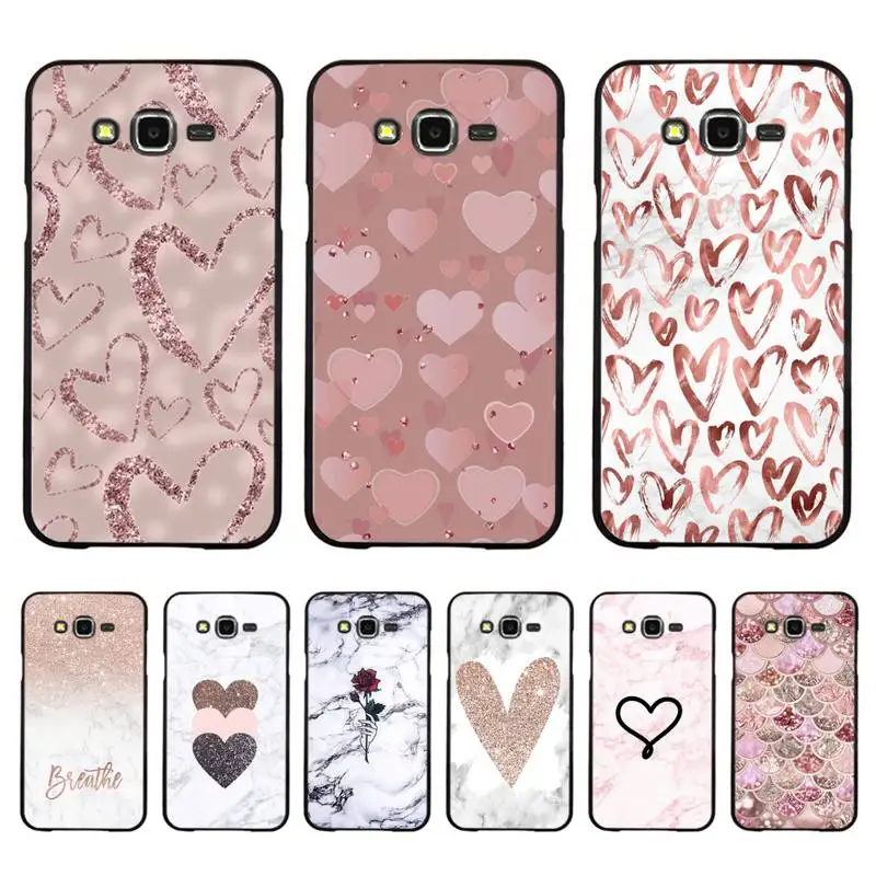 

Pink Gold Glitter Love heart Marble Phone Case For Samsung Galaxy J4plus J6 J5 J72016 J7prime cover for J7Core J6plus Back Coque
