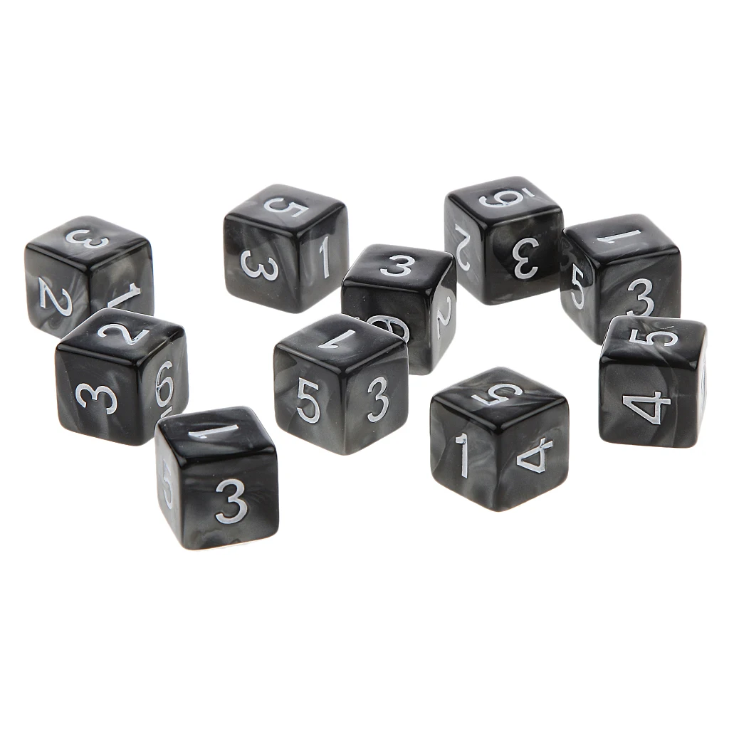 

Multicolor 10pcs Twelve Sided Dice D6 D10 D12 Playing D&D RPG Party Acrylic Games Dices Funny Family Pub Club Game Accessories