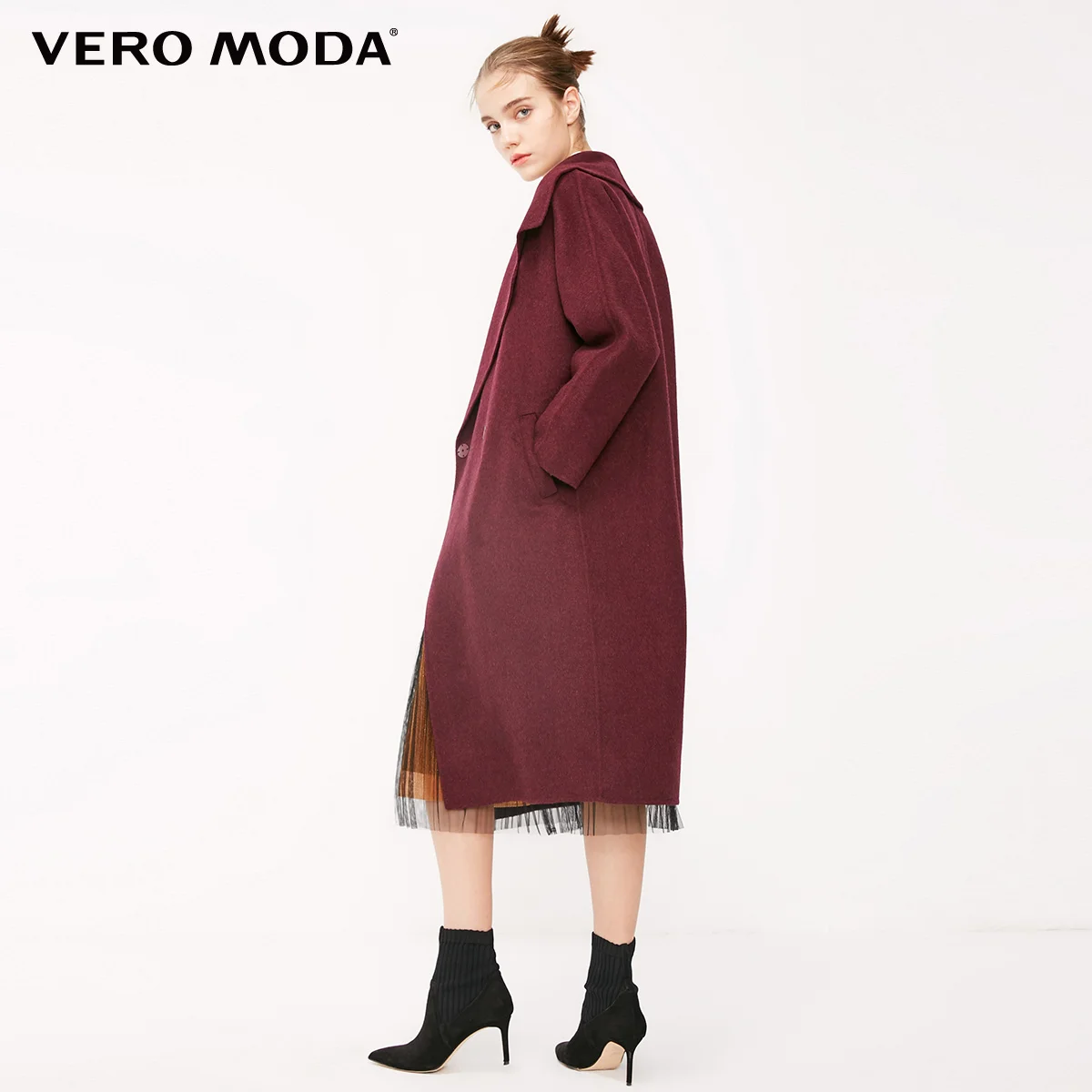 Vero Moda женское офисное пальто из чистой шерсти с нагрудным карманом на пуговицах | 318327556