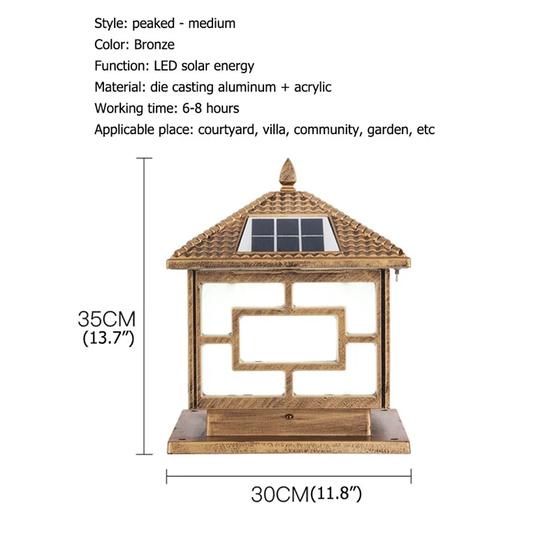 

8M Solar Outdoor Light LED Post Light Waterproof Modern Pillar Lighting For Patio Porch Balcony Courtyard Villa