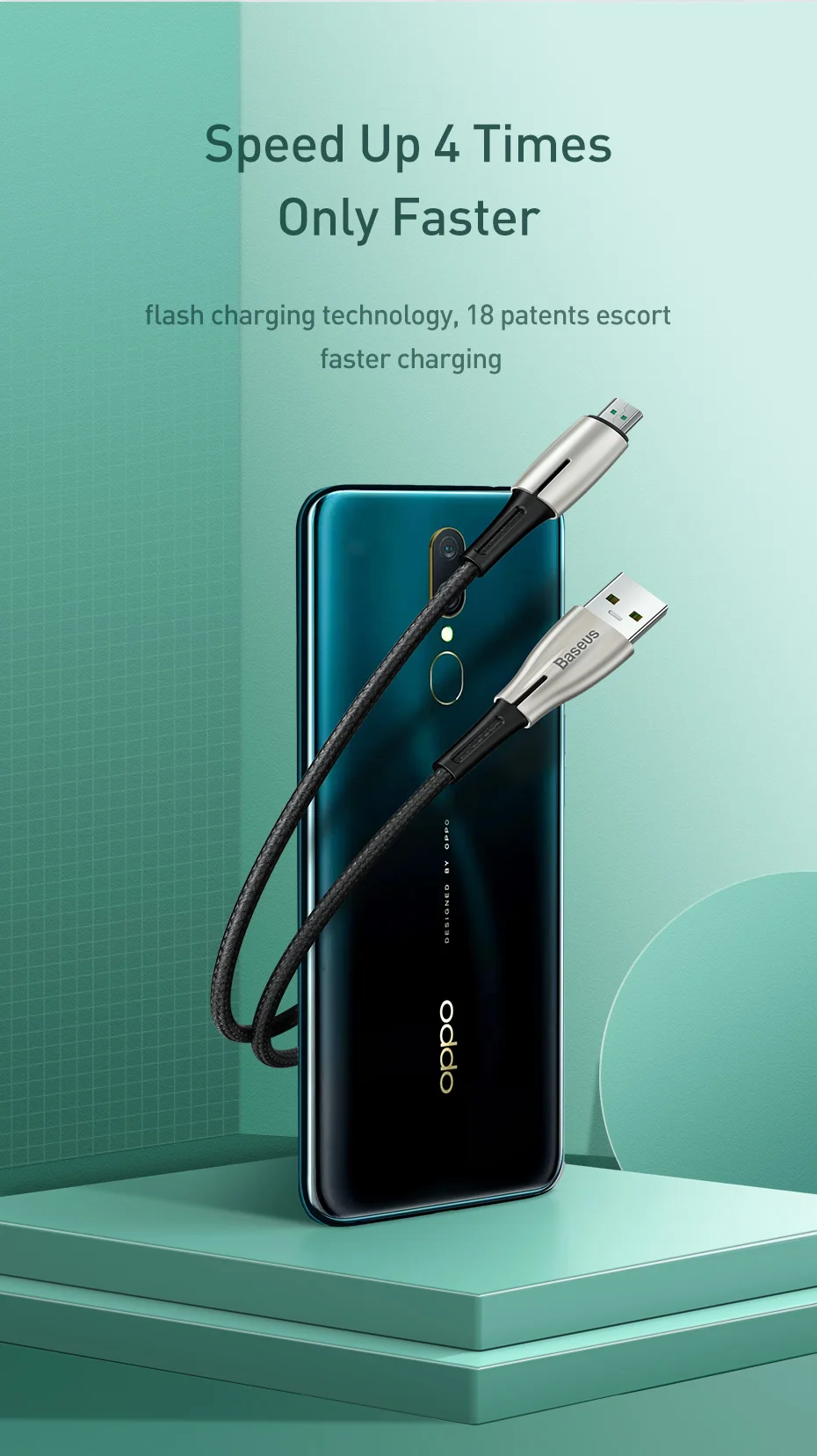 Baseus Micro USB кабель для OPPO 4A VOOC Быстрая зарядка кабель зарядного устройства микро-usb для samsung Xiaomi Redmi Note 4 5