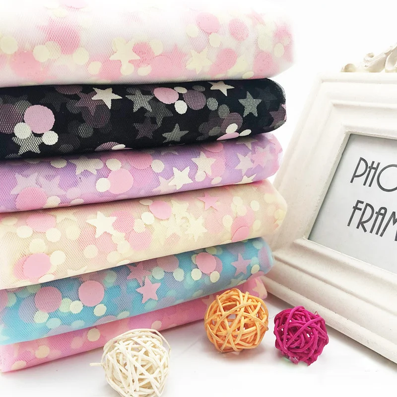 100 см * 150 разноцветная сетчатая ткань в горошек розовая для платья свадебное