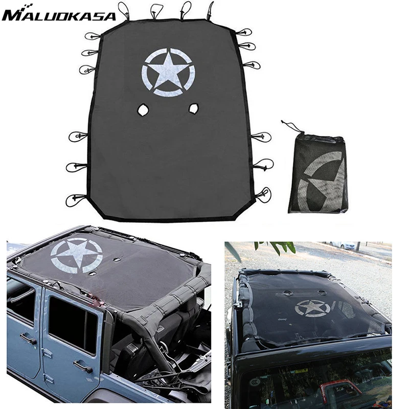 MALUOKASA For Jeep Wrangler JKU 4Doors Sun Shade Eclipse Top Cover Star Roof Mesh Star For Rubicon Sahara Sport Willys 2007