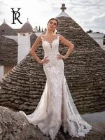 luxury mermaid wedding dresses sleeveless backless detachable train 2 in 1 lace applique bridal wedding gowns tailor made