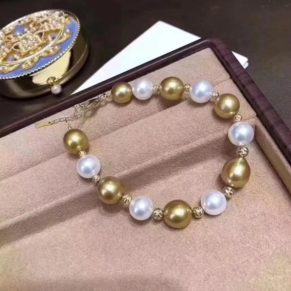 D418 жемчужный браслет ювелирные украшения натуральный почти круглый 7-8 мм 9-10
