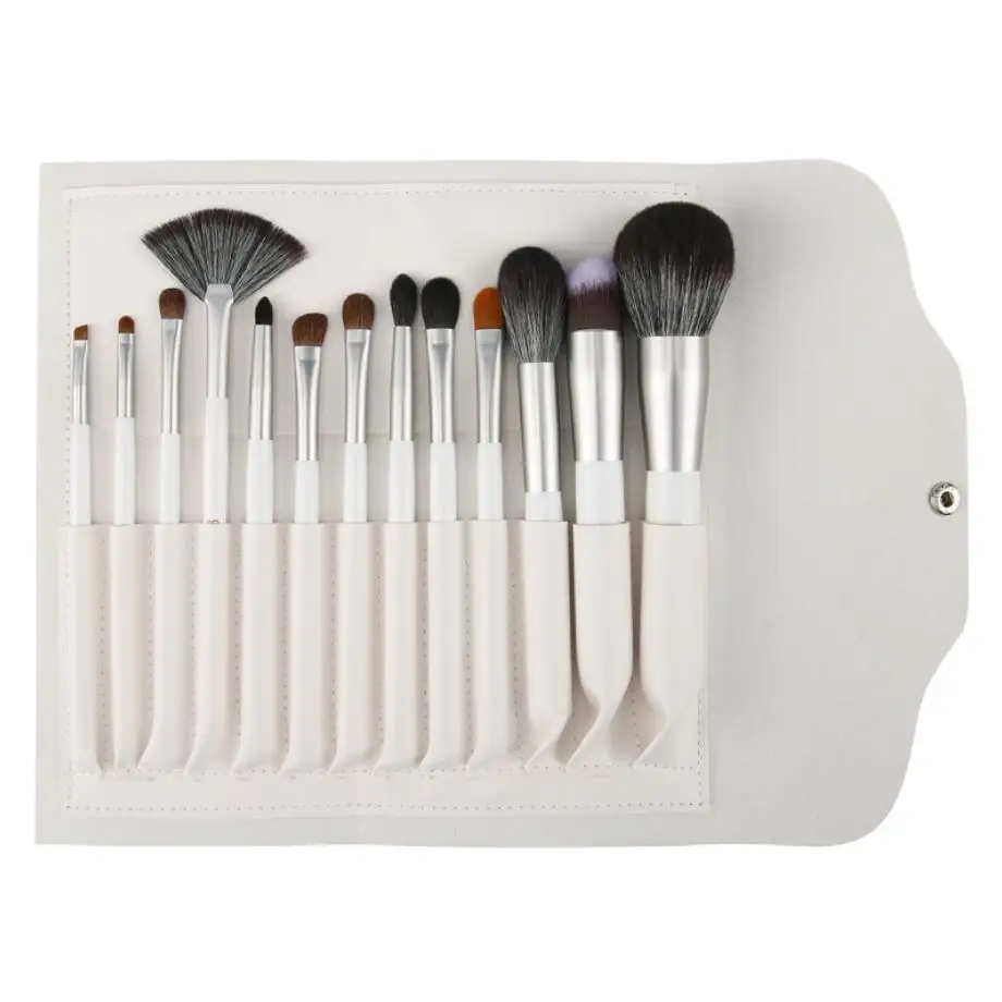 

13pcs Professional Makeup Brushes Set Brow Eye Shadow Concealer Blusher Powder Foundation Brush Wood Handle Cosmetic Tool PU Bag