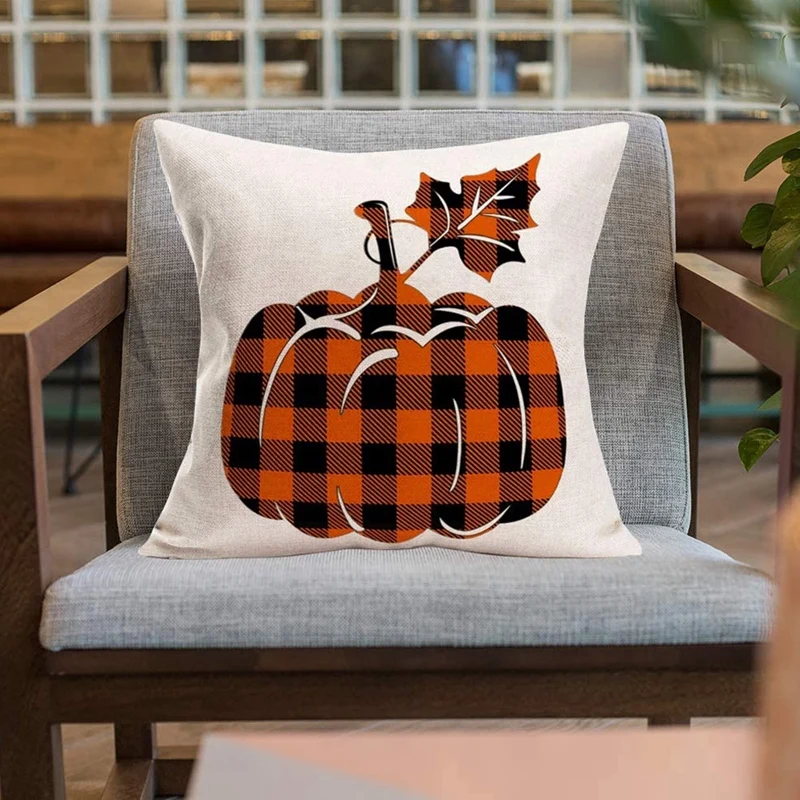 8 шт. декоративные наволочки для подушек на ферму Осенний урожай тыкв черный и