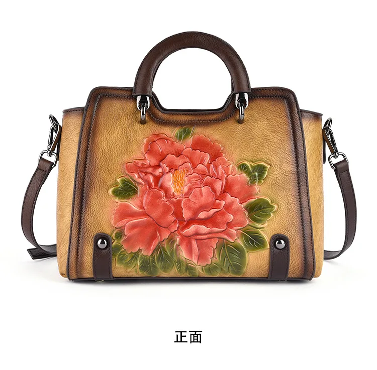 

High Quality Genuine Cowhide Leather Fashion Women Handbags Vintage Embossing Casual Shoulder Crossbody Phone Money Pouch Bags