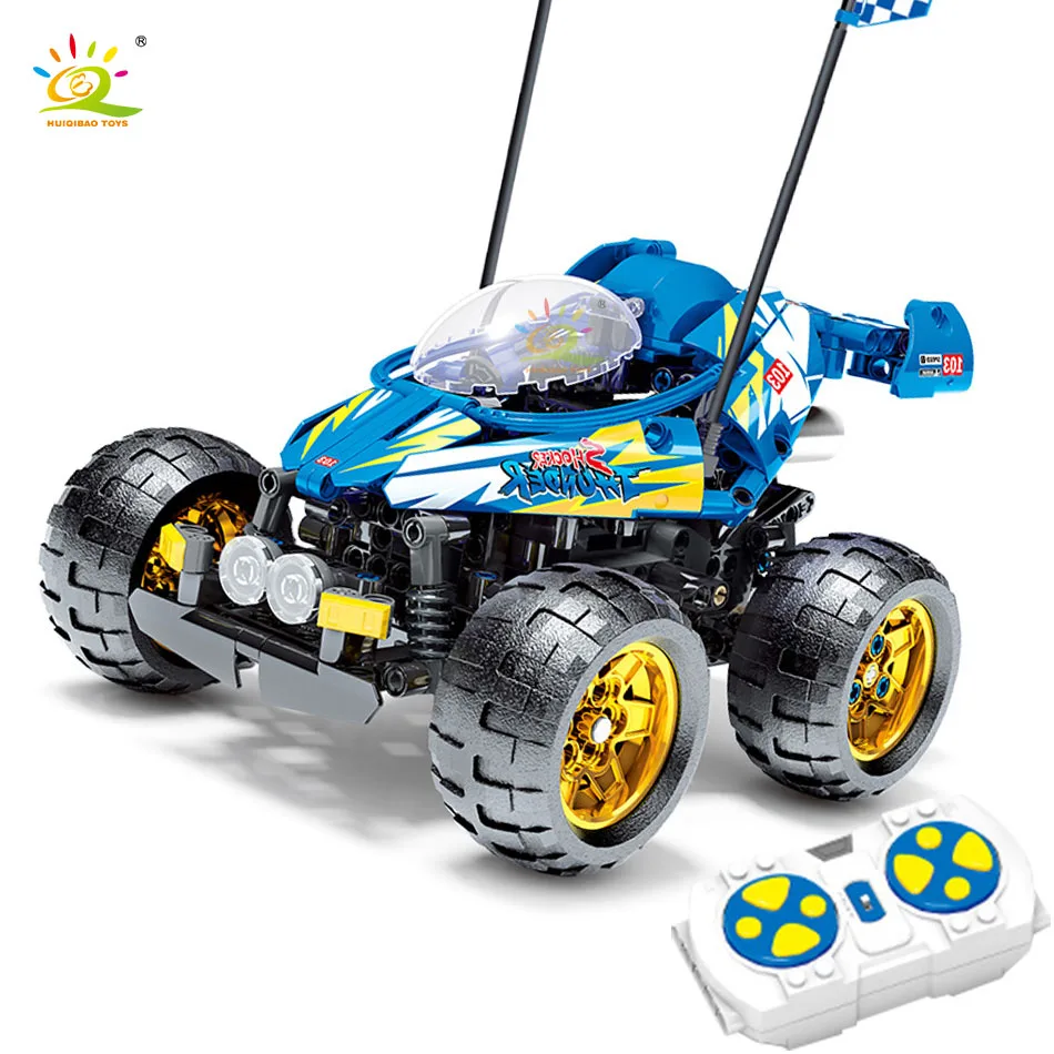 

HUIQIBAO 388 шт., для мальчиков, Tech RC Stunt, внедорожный автомобиль, строительный блок, для мальчиков, сделай сам, дистанционное управление, автомобил...