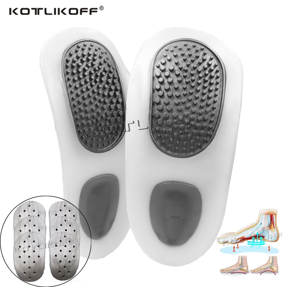 

1 Pair practical durable flat feet knock knees plantar orthotics inserts breathable arch support insoles with 8 correction pads