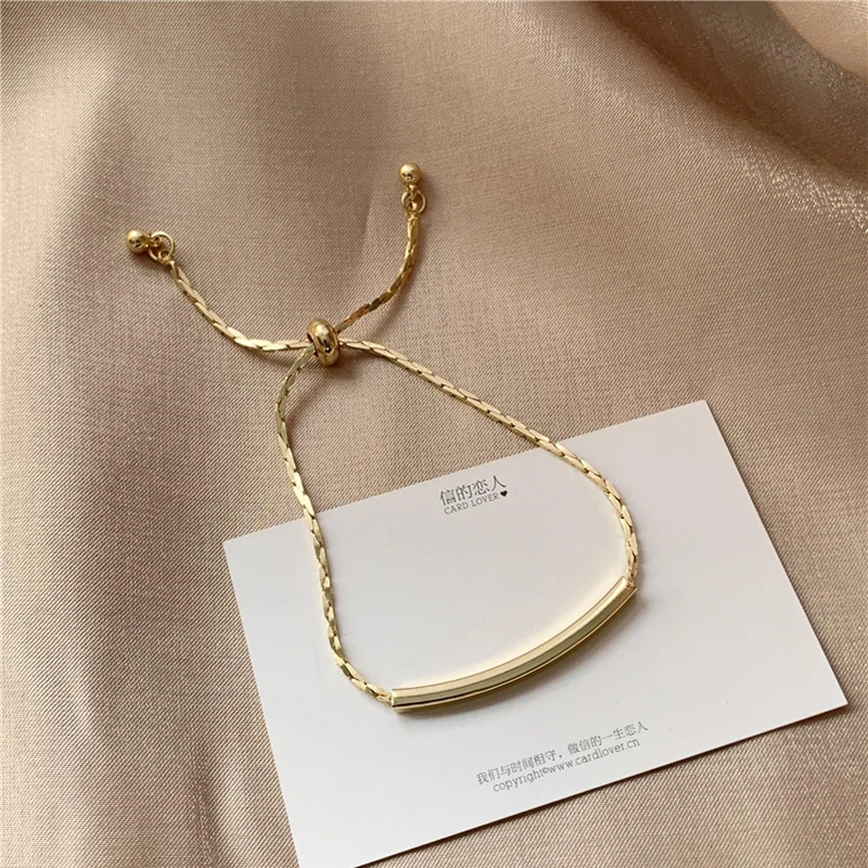 

Kpop Gold Color Chain Bracelet Women Adjustable Stainless Steel Bracelet Friendship Jewelry