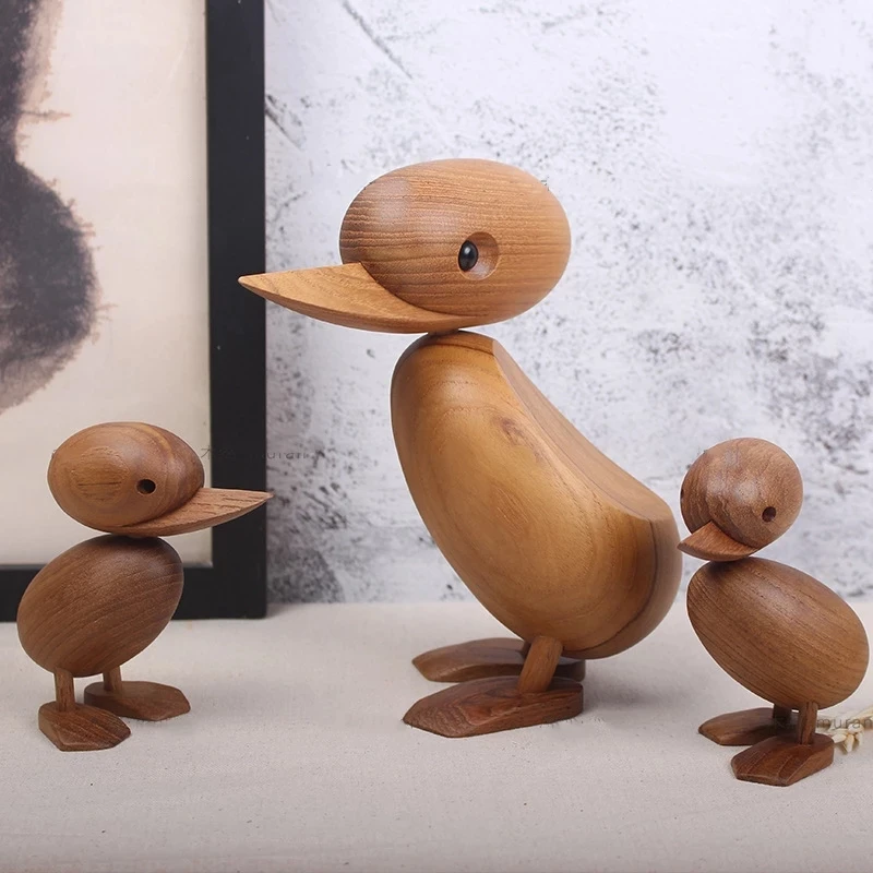 

Puppet Wood Carving Classic Creative Home Furnishing Ornaments Duck Soft Decoration Housing Study Desktop Wood Crafts