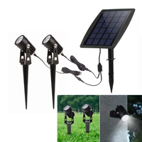 depuley 2 light solar powered spotlight led outdoor landscaping lamp for swimming pool garden driveway walkway coldwarm light