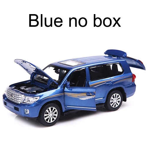 Blue no box 1/32 внедорожник Toyota Land Cruiser, брелок для автомобильных ключей, модели 4 дверь открыта тянуть обратно светильник музыка металлический автомобиль игрушка для детей мальчиков и девочек собрать - Цвет: Blue no box