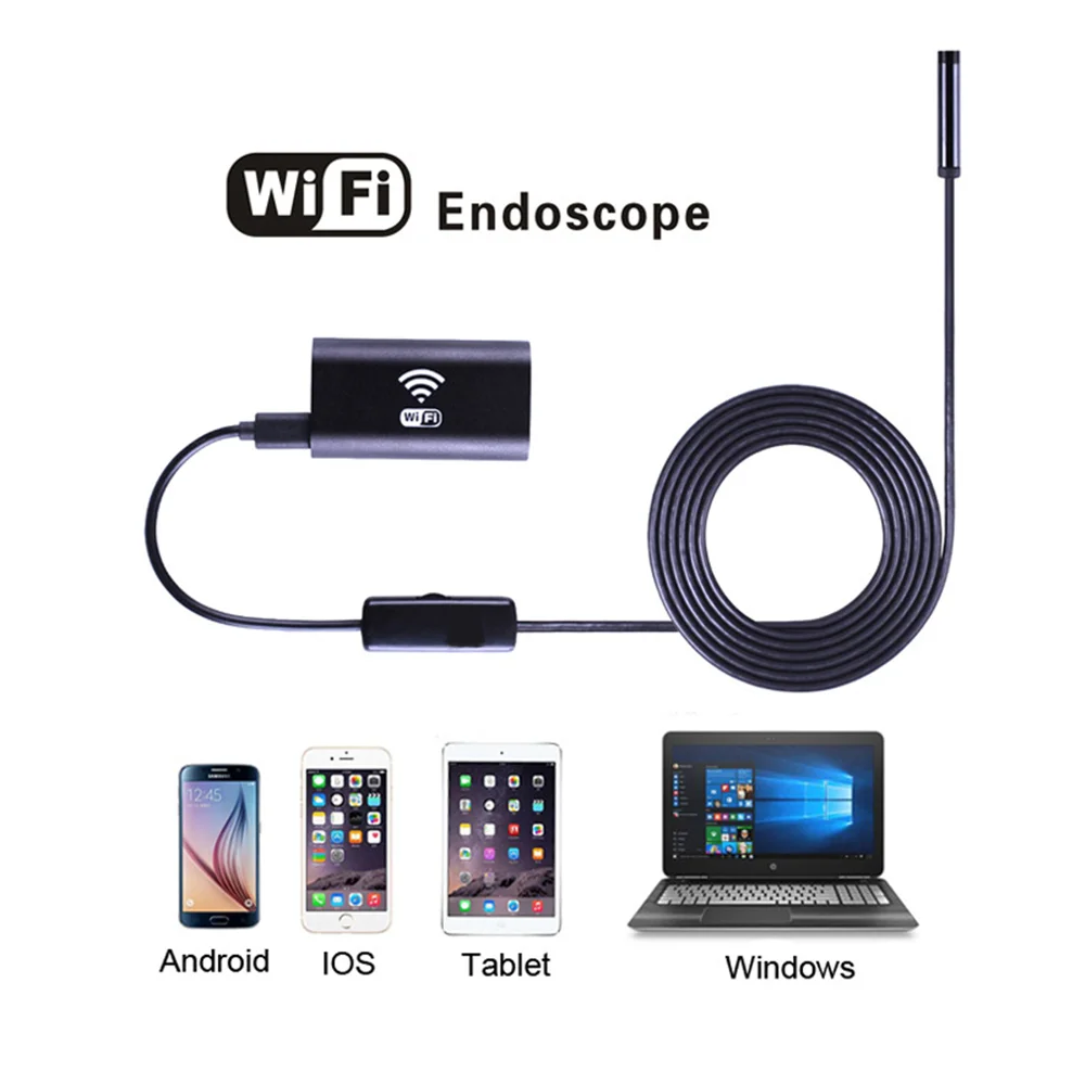 

Модернизированный эндоскоп 1200P Full HD с объективом 8 мм, Wi-Fi, камера-Бороскоп с 8 светодиодами, водонепроницаемый, с жестким кабелем, для Android, IOS, ...