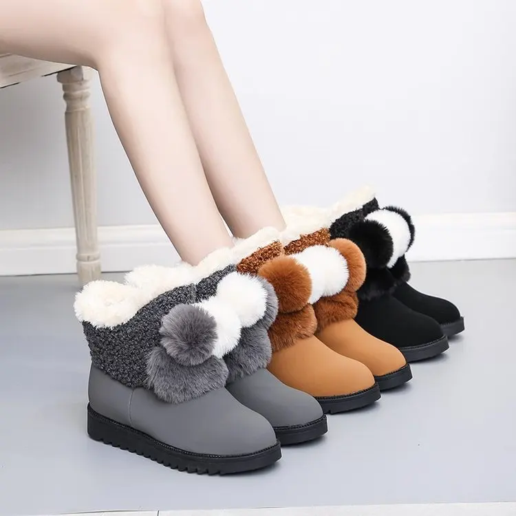 

Short Snow Boots Women's Winter New Women's Flat Bottomed Shoes With Cotton Padded Warm Boots Women