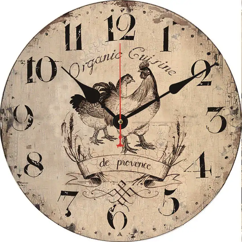 Chicken Clock K Винтажные настенные часы, кухонные часы, круглые подвесные римские цифры, настенные часы, практичное украшение для гостиной - Цвет: Chicken Clock K