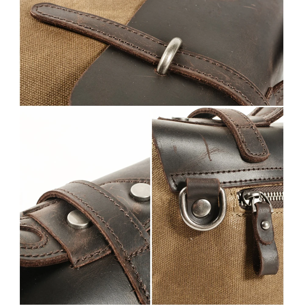 

Motorcycle Saddle Bag Vintage Canvas Backpack Men Oil Wax Canvas Leather Travel Backpack Large Waterproof Daypacks Retro Bagpack