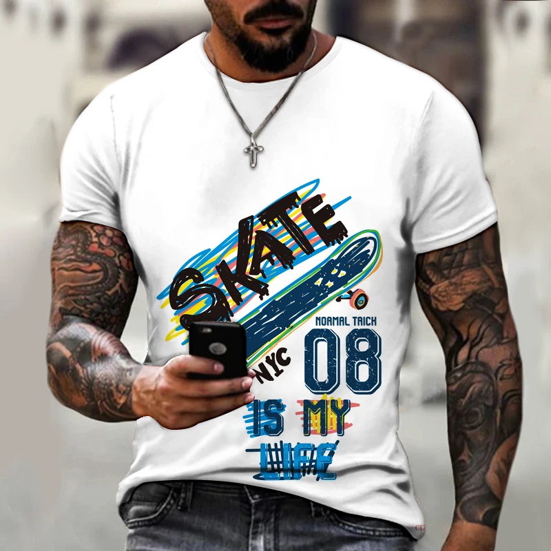 

2021 New Men's Summer Sports Jersey, Hip-hop, Funny, Street Art, 3D Printing, O-neck, 6XL, Breathable, Quick-drying, Cool