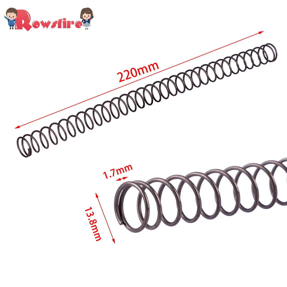 Rowsdire 1 шт. 1,7X13,8X220X32 Lap высокопрочная пружина для GJ M24 водный гелиевый бластер Лидер продаж-серебристый черный