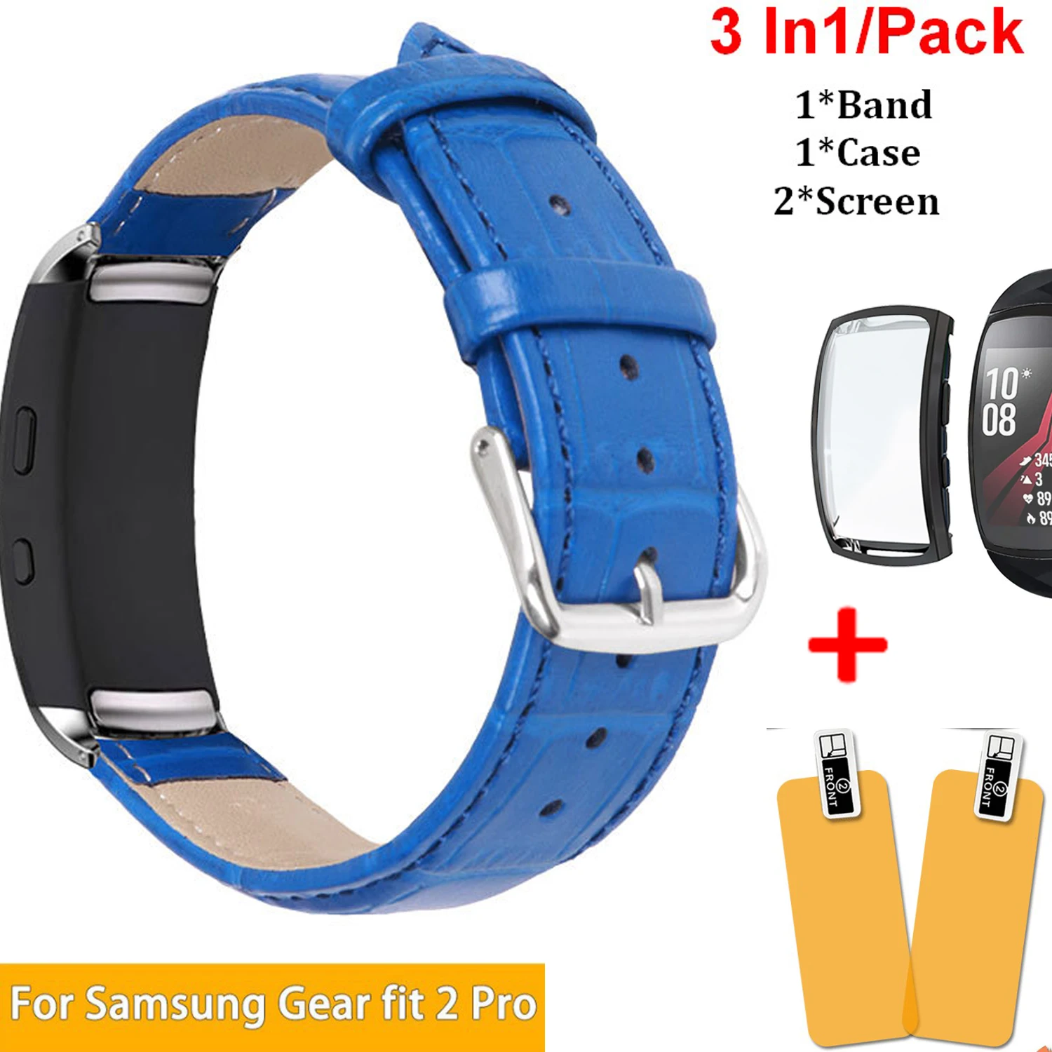 3 In1 Screen Protectors Case Cover Frame for Samsung Gear Fit2 Pro Band Bracelet Leather Strap Fit 2 Watch | Электроника