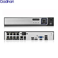 gadinan 8ch4ch 5mp 1080p 48v poe face detection nvr audio out surveillance security p2p video recorder for poe cctv system