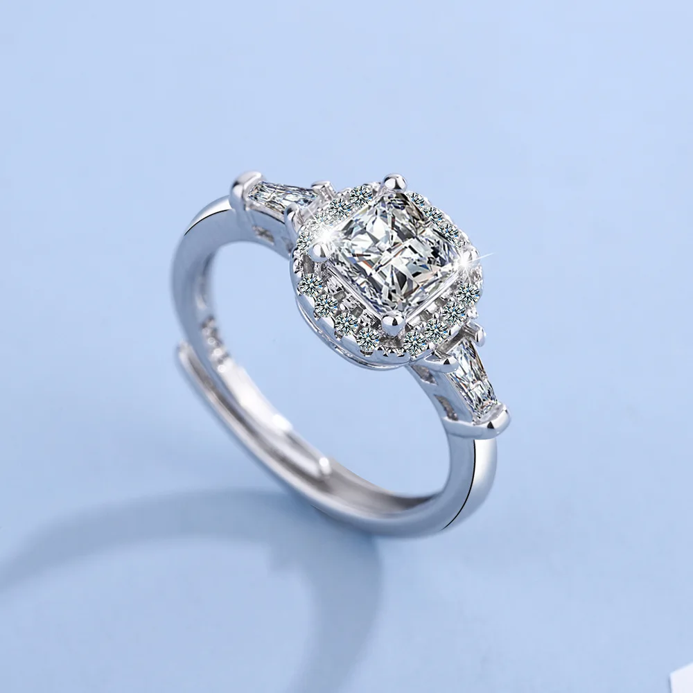 

Genuine 925 Sterling Silver VS1 Diamond Rings for Women Anillos De Wedding Bizuteria Silver 925 Diamond Jewelry Anel Box Rings