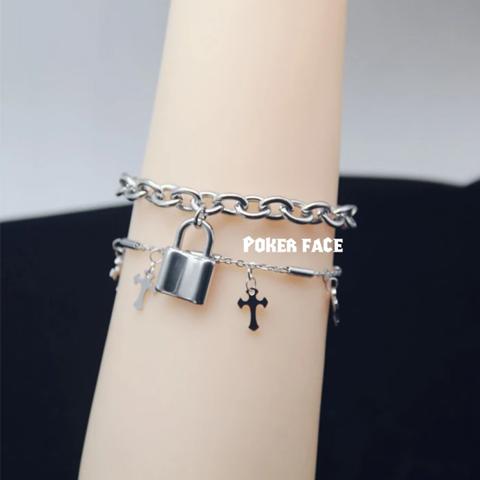 HZ 2019 холодный замок крест цепочка в стиле панк рок регулируемый браслет длинной