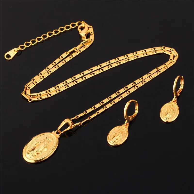 Collare Virgin Mary Jewelry Sets For Women Gold/Silver Color Mother Religious Christian Earrings Necklace S204 | Украшения и