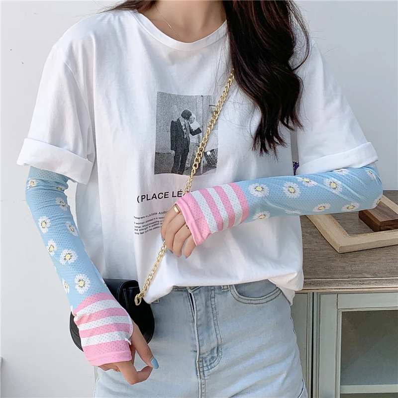 

Fashion Print Women Arm Sleeves Sunscreen Summer Lady Girl Anti-sun Arm Wraps Cool Sport Riding Drive Run Outdoor Working