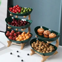 23 tiers fruit plate with wood holder snacks candy serving bowl kitchen organizer rack party food display tray