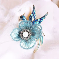 hoseng embroidery flower pearl enamel phoenix bird animal brooch women man luxury lapel pin jewelry gift for coat hs_133