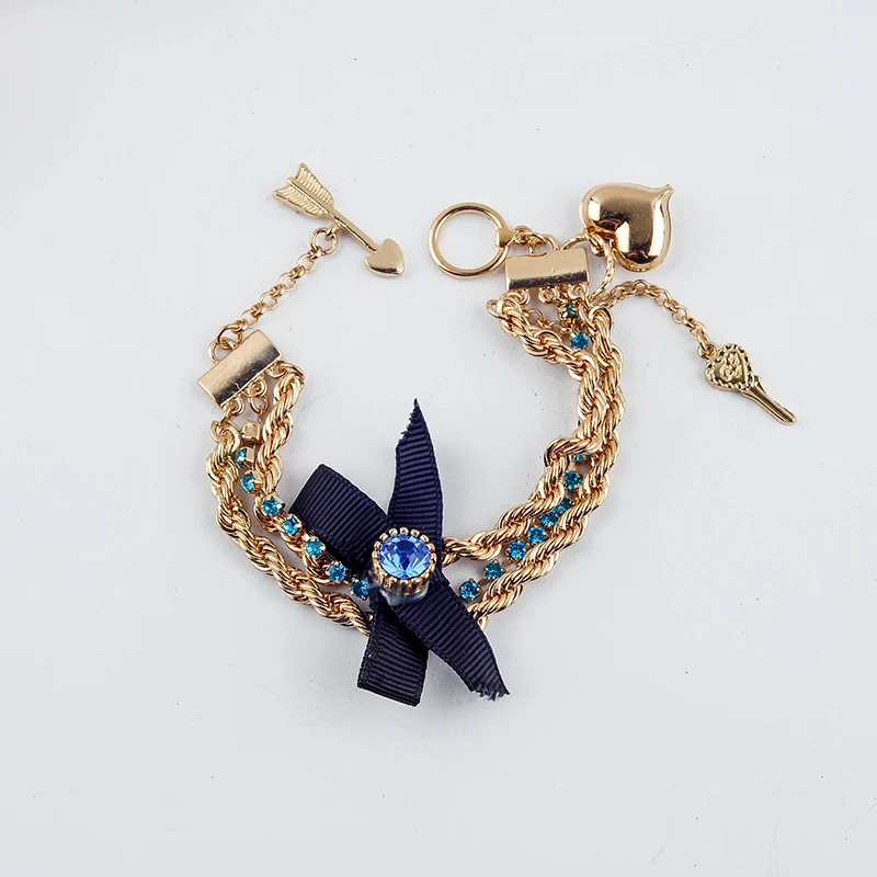 Браслеты с узлами бабочками цепочки золотого цвета кристаллами индийские