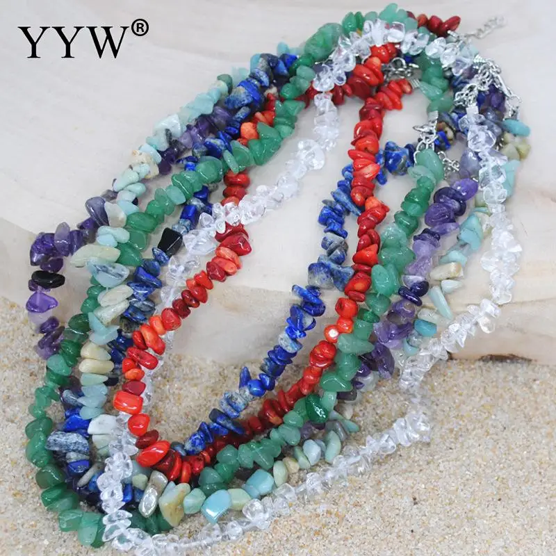 High Quality Natural Gravel Women Necklaces Charm Stone Necklace Amethys Rose Quartzs Aventurine 14.9 Inch Birthday Gifts | Украшения и