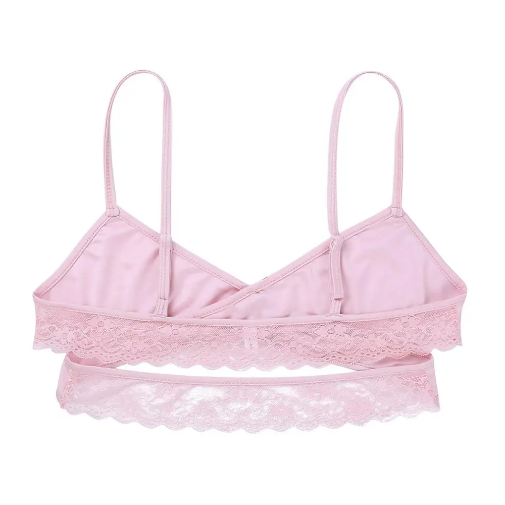 Mens Lingerie Sissy Crossdresser Sexy Bra Open Cup Cross Over Back Wire-free No Padded Tops Bralette Exotic Costumes |