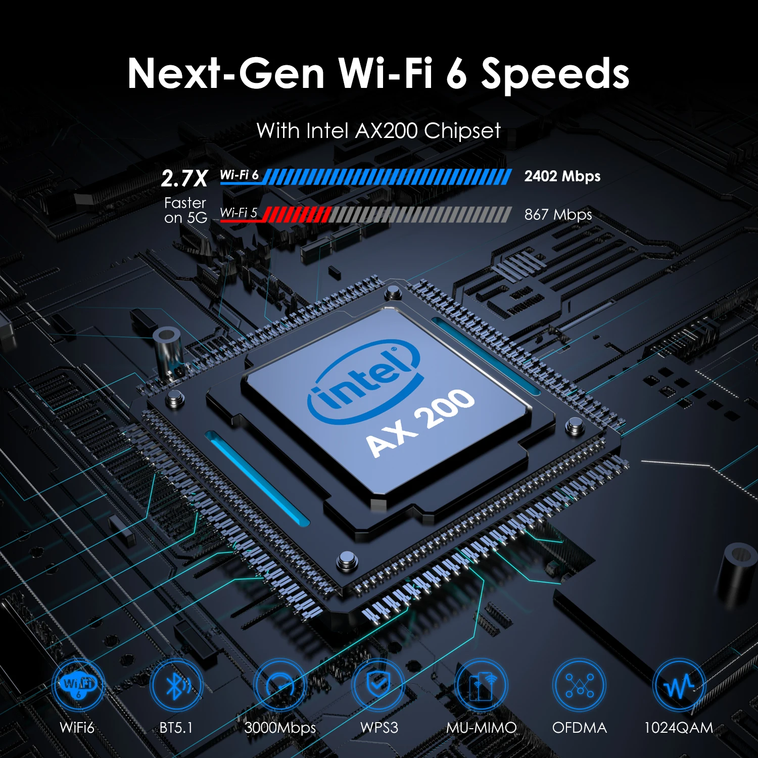 Wavlink AX WiFi 6 PCIe адаптер Bluetooth5.1 для настольных ПК 3000 Мбит/с Intel AX200 Двухдиапазонная