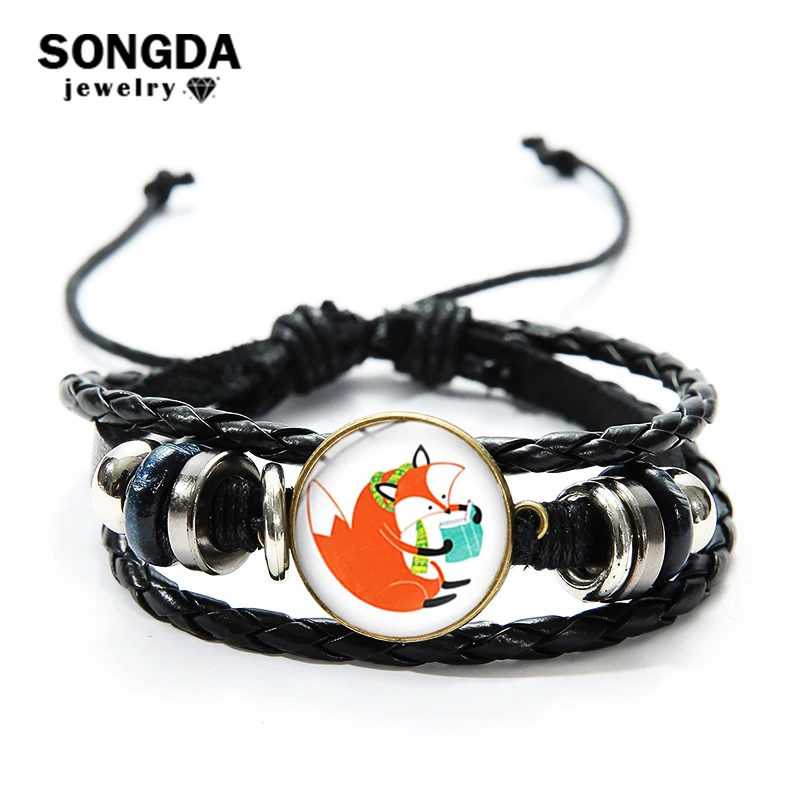 Умный многослойный Плетеный Кожаный Браслет SONGDA из лисы для девочек и мальчиков