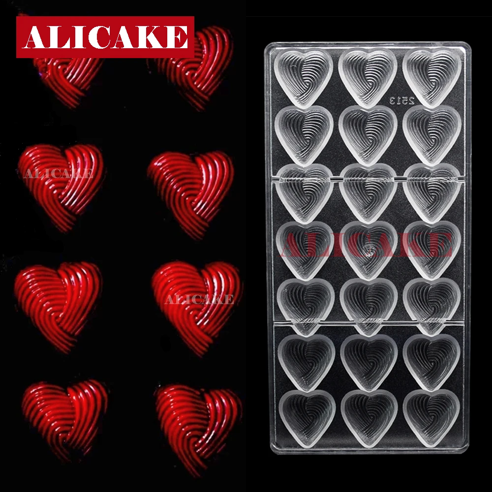 

3D поликарбонатные формы для шоколада в форме сердца, конфеты, шоколадные формы для выпечки, кондитерские инструменты