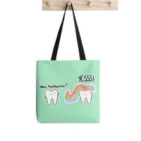 2021 shopper unicorn toothpaste tote bag printed tote women harajuku shopper handbag girl shoulder shopping bag lady canvas bag